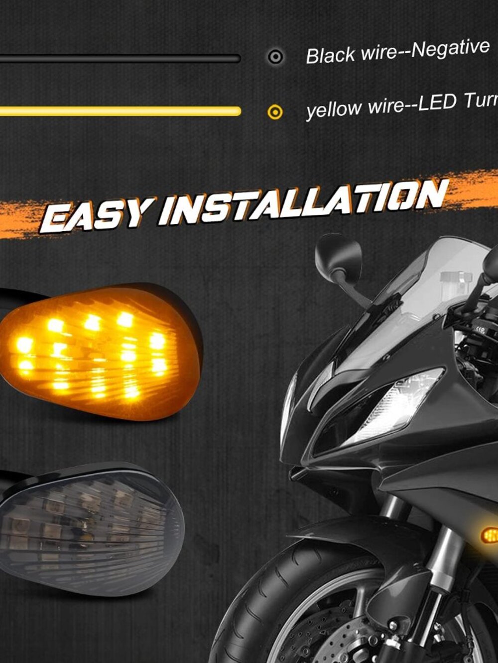 Smoked Flush Mount LED Turn Signal Light Compatible with Yamaha YZF R1 R6 R6S, 1 - Picture 5 of 6